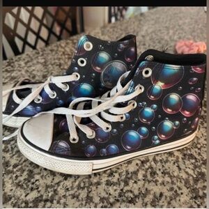 Converse Black and Blue Bubble High-Top Sneakers